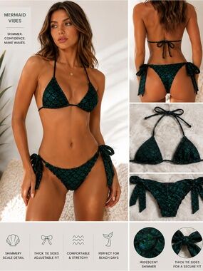 Green and black mermaid dance wear bikini